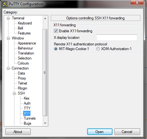 X11 forwarding configuration in PuTTy